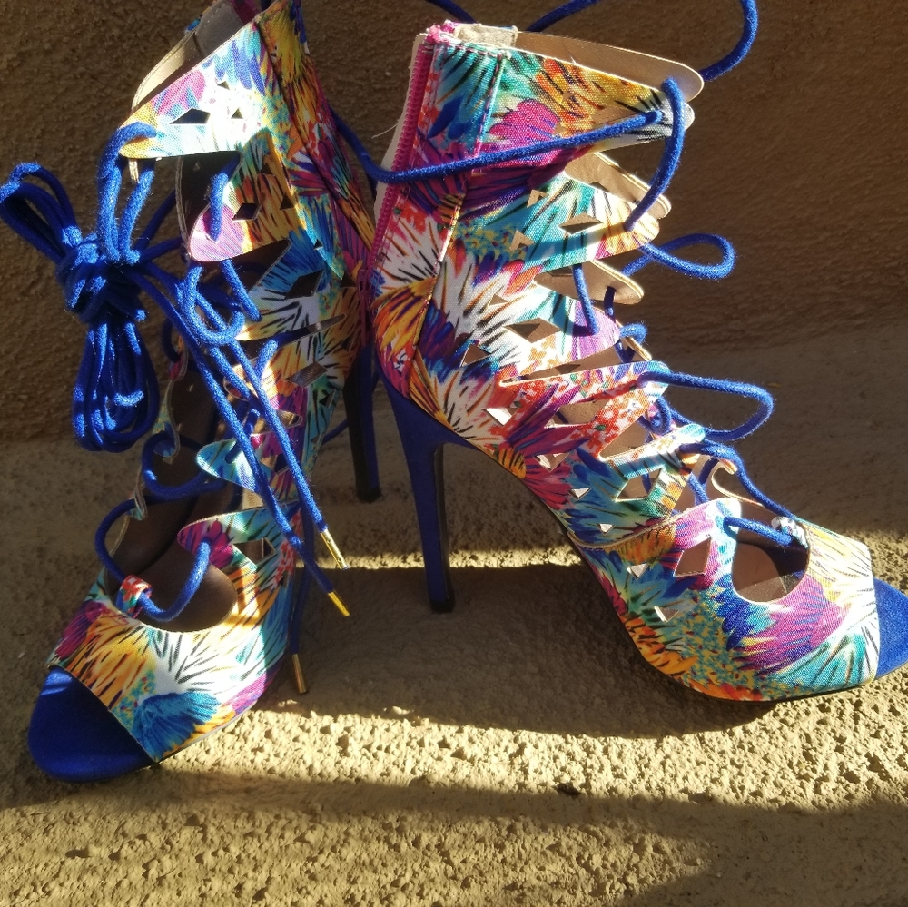 Floral heels strappy